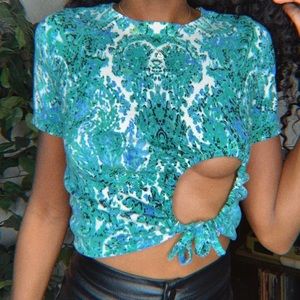 Reworked Knit Crop Top With Cut Out Pattern